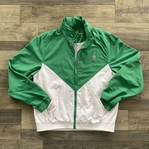 Wimbledon Windbreaker Jacket Men’s MEDIUM Green White Zip Tennis Championships